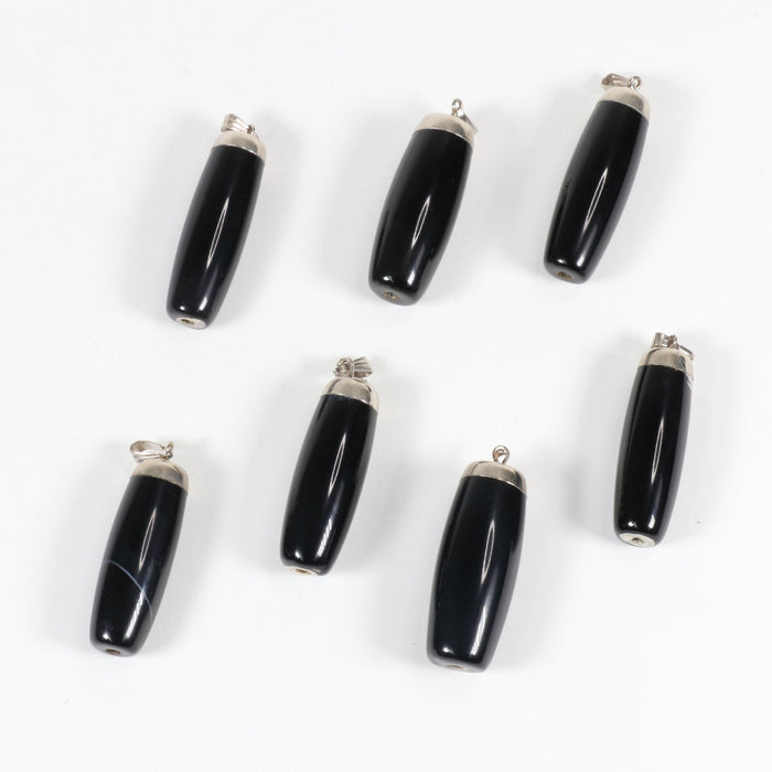 Black Agate Shaped Pendants, 0.55" x 1.80" Inch, 5 Pieces in a Pack, #067