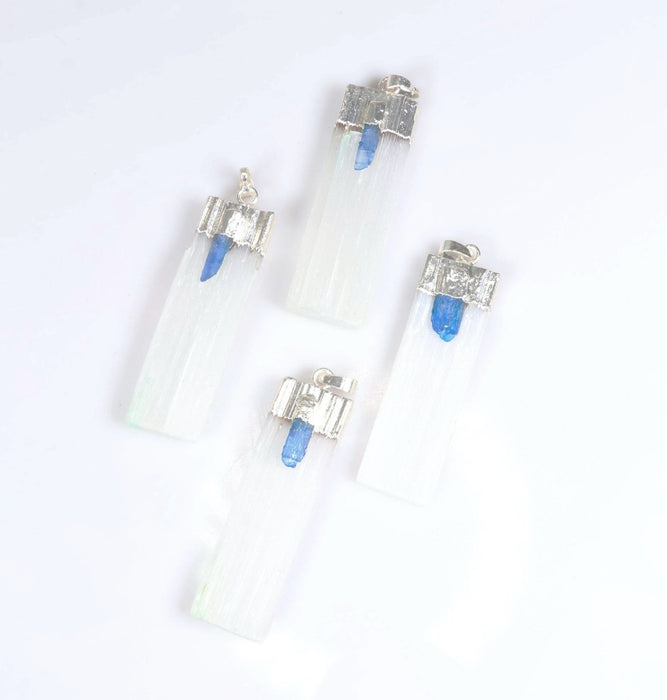 Selenite Blade with Kynite Shaped Pendants, 0.72" x 2.40" Inch, 5 Pieces in a Pack, #047