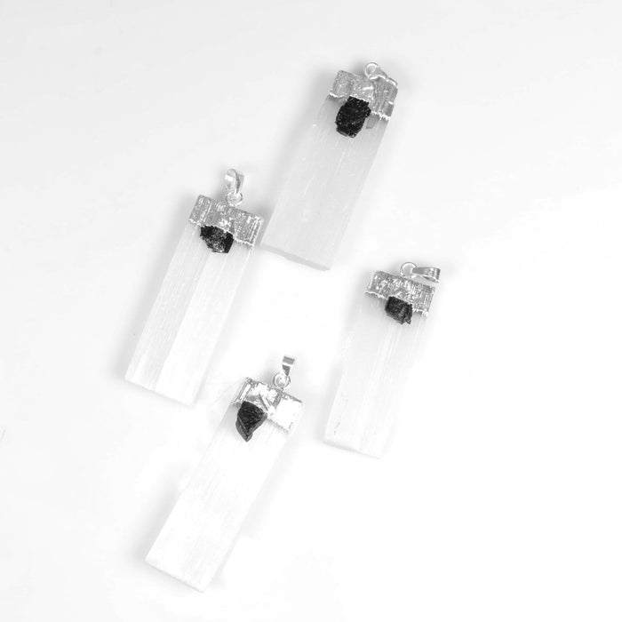 Selenite Blade with Tourmaline Shaped Pendants, 0.71" x 2.40" Inch, 5 Pieces in a Pack, #048