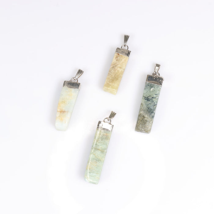Prehnite Shaped Pendants, 0.45" x 1.80" x 0.25" Inch, 5 Pieces in a Pack, #016