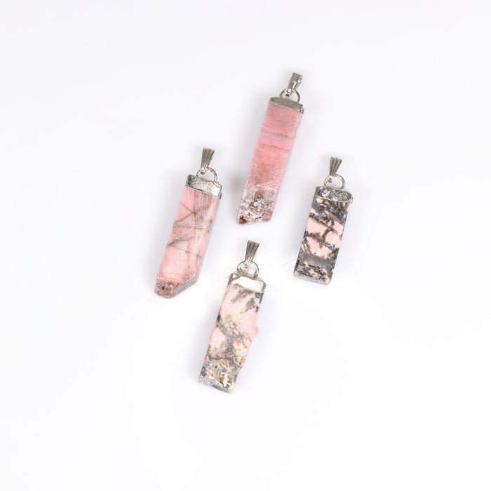 Rhodonite Shaped Pendants, 0.45" x 1.80" x 0.25" Inch, 10 Pieces in a Pack, #002