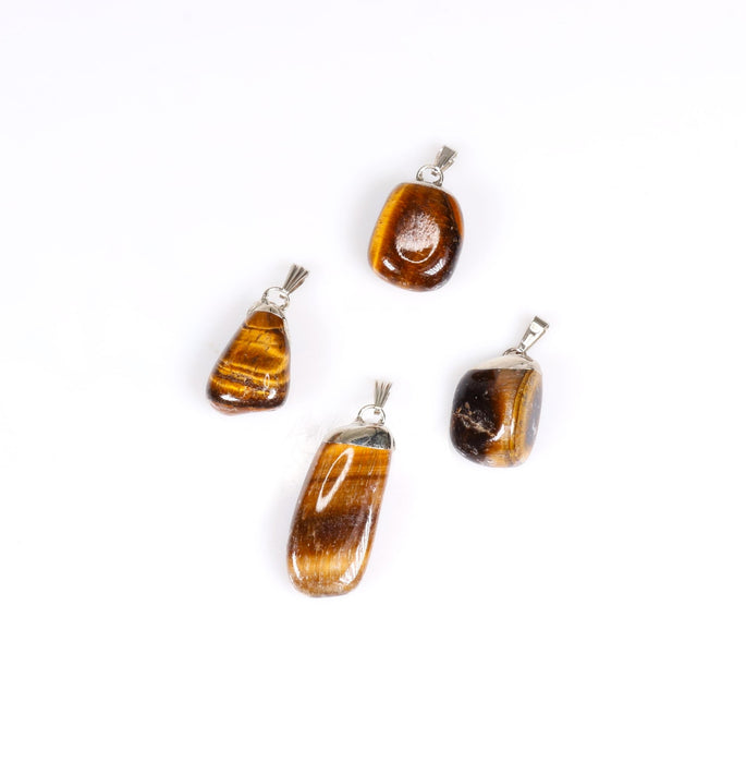Tiger Eye Mixed Shape Pendants, 0.70" x 0.90" x 0.40" Inch, 5 Pieces in a Pack, #027
