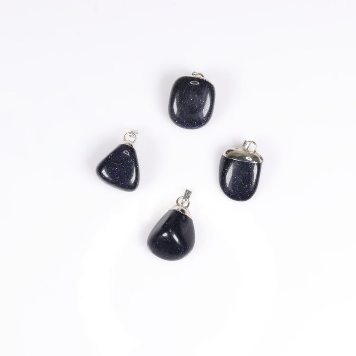 Blue Gold Stone Mixed Shape Pendants, 0.55" x 1.10" Inch, 10 Pieces in a Pack, #040
