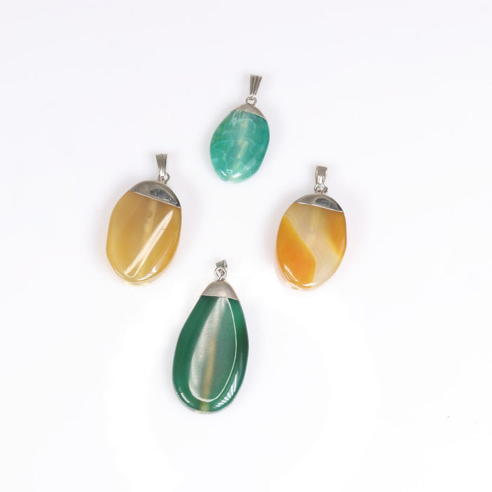 Agate Mixed Shape Pendants, 0.90" x 1.30" x  0.25" Inch, 5 Pieces in a Pack, #015