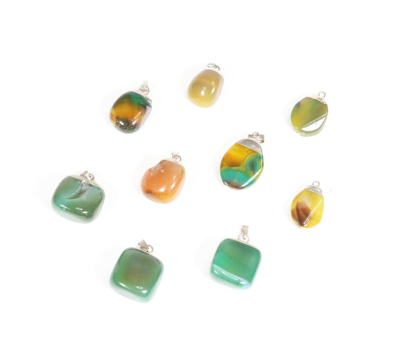 Dyed Agate Mixed Shape Pendants, 0.55" x 1.10" Inch, 10 Pieces in a Pack, #022