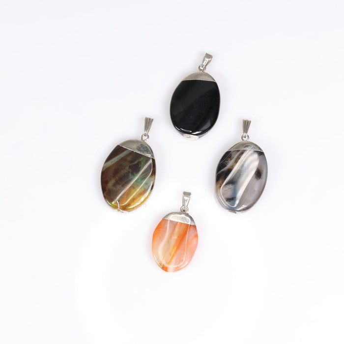 Agate Mixed Shape Pendants, 0.90" x 1.30" x  0.25" Inch, 5 Pieces in a Pack, #035