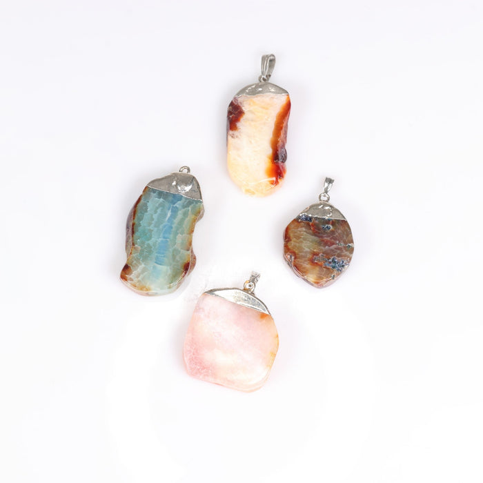 Agate Mixed Shape Pendants, 0.95" x 1.40" x 0.27" Inch, 5 Pieces in a Pack, #039