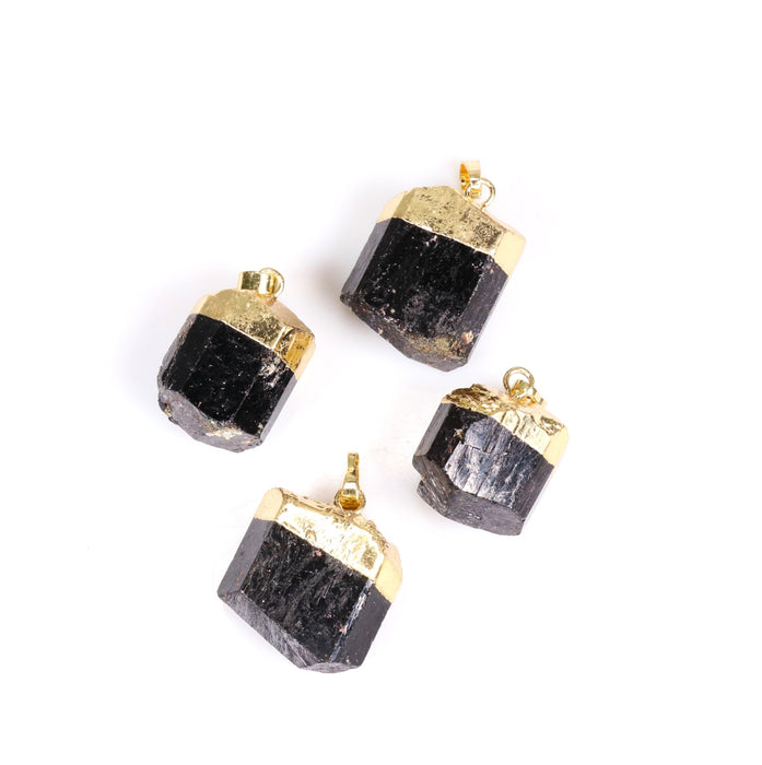 Tourmaline Mixed Shape Pendants, GoldPlated 0.70" x 1.15" Inch, 5 Pieces in a Pack, #070