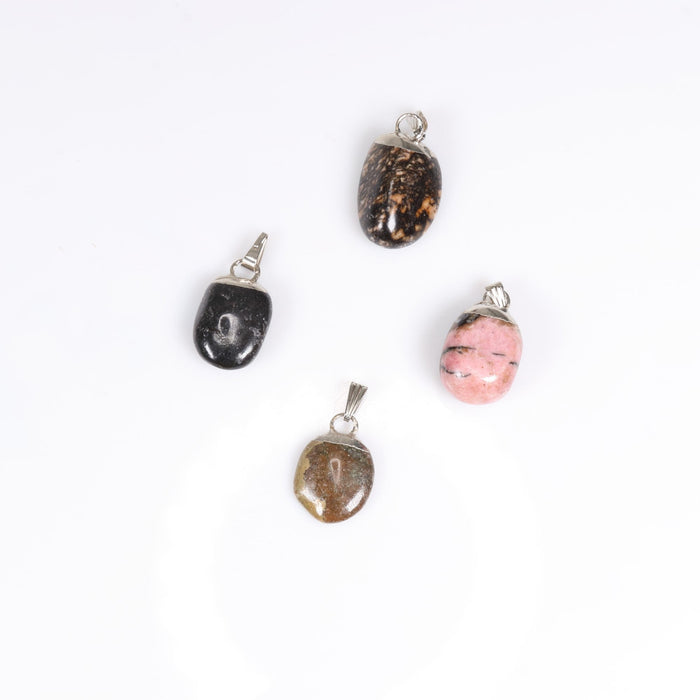 Rhodonite Mixed Shape Pendants, 0.55" x 1.10" Inch, 5 Pieces in a Pack, #053