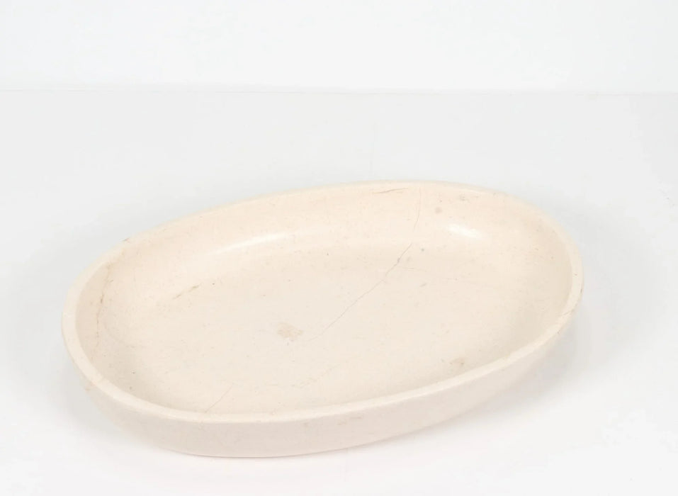 White Calcite Bowl, Hand Carved, 8" x 6" Inch, #010