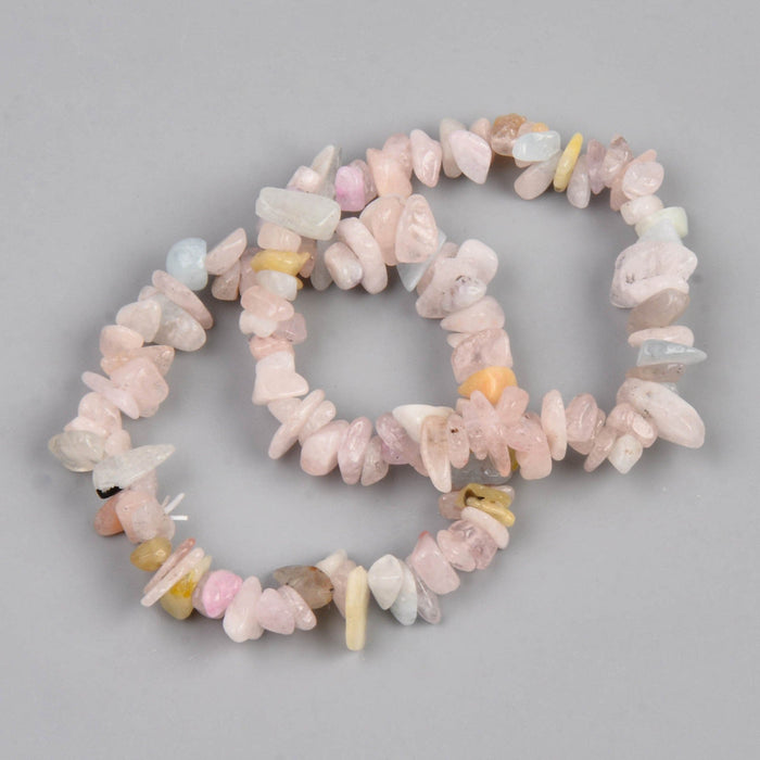 Natural Morganite Chip Stone Bracelet, No Metal, 5 Pieces in a Pack, #063