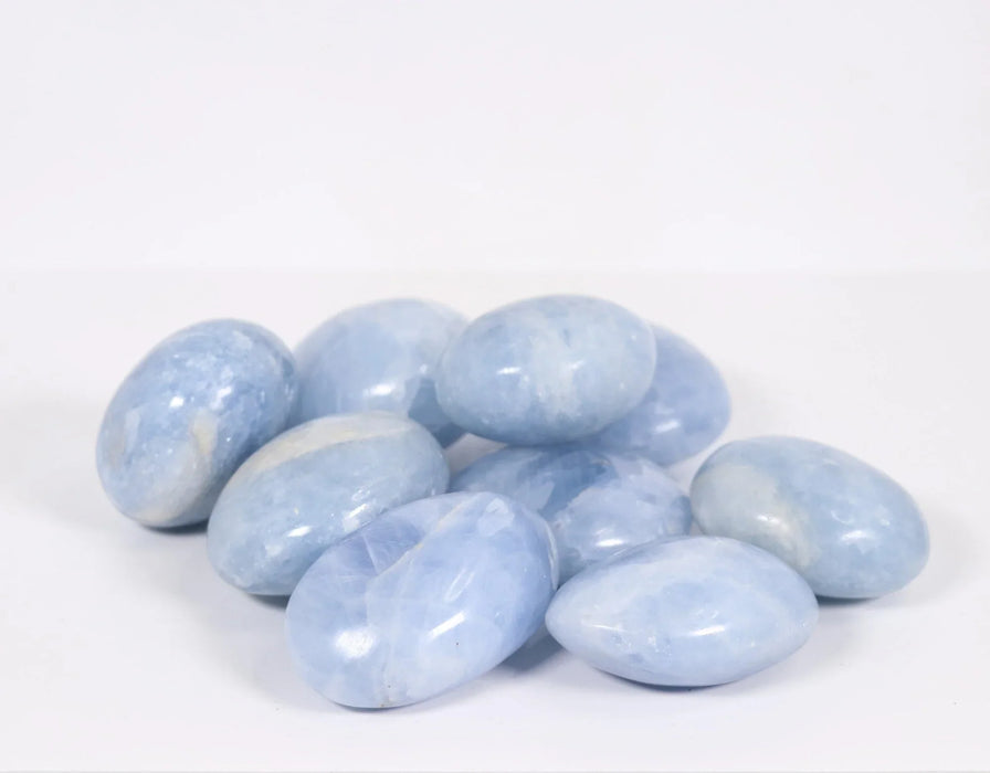 Blue Calcite Palm Stone,~3" Inch, 100-200 gr, 1 Piece #010