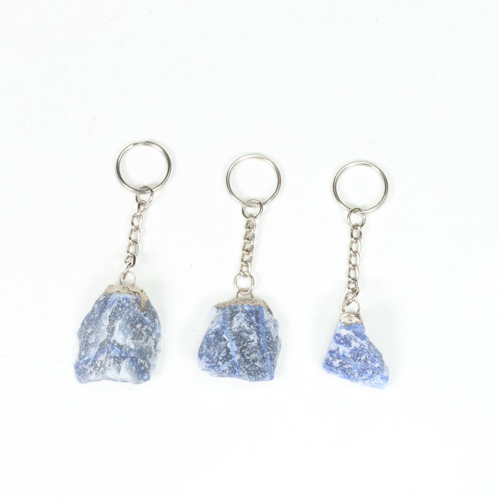 Blue Aventurine Raw Stone Key Chain, 10 Pieces in a Pack, #075