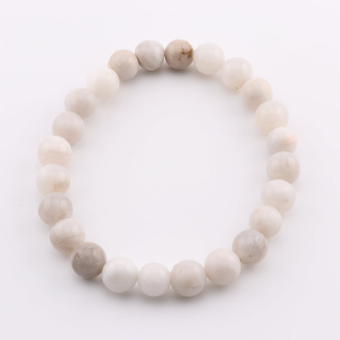 Natural Crazy Agate Bracelet, No Metal, 8 mm, 5 Pieces in a Pack, #249