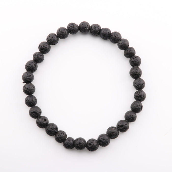 Natural Lava Stone Bracelet, No Metal, 6 mm, 5 Pieces in a Pack, #275