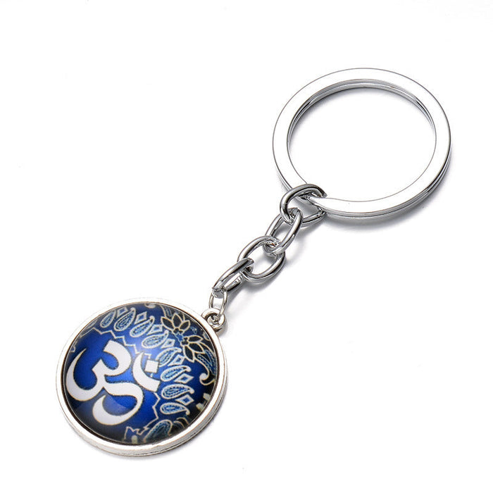 Glass Key Chain with Om Symbol
