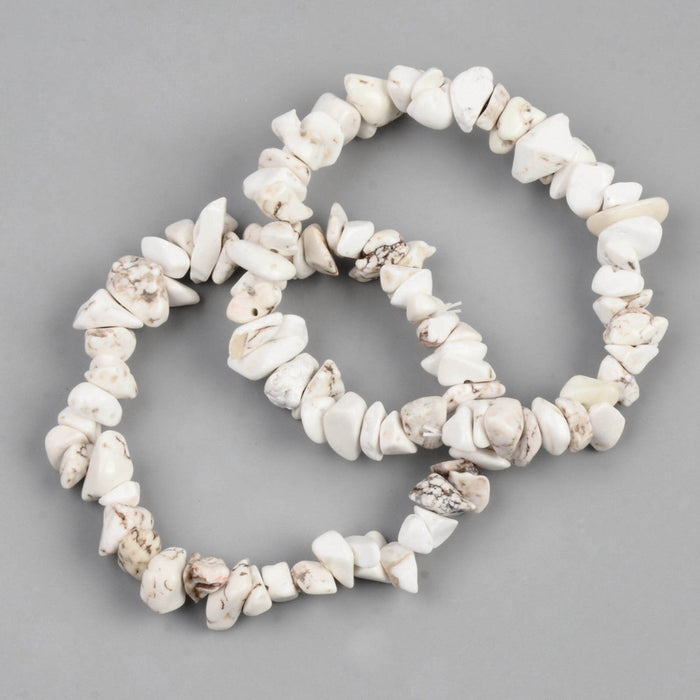 Natural Magnesite Chip Stone Bracelet, No Metal, 5 Pieces in a Pack, #060