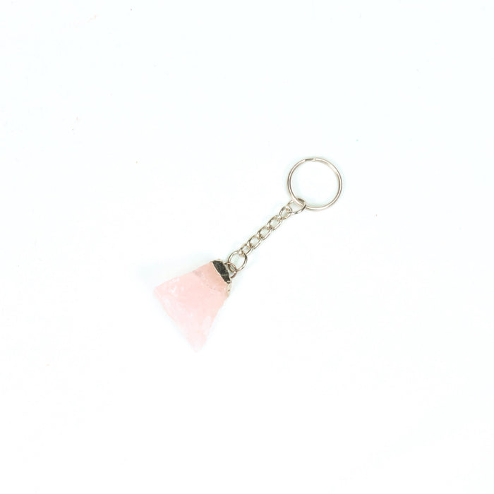 Rose Quartz Raw Stone Key Chain, 10 Pieces in a Pack, #076