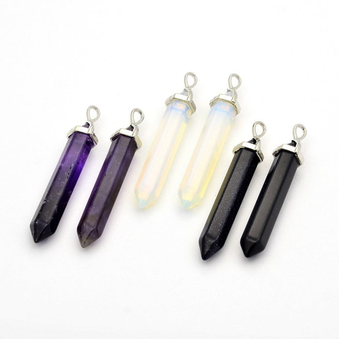 Assorted Stone Point Shape Pendants,  0.30" x 1.5" Inch, 5 Pieces in a Pack, #089